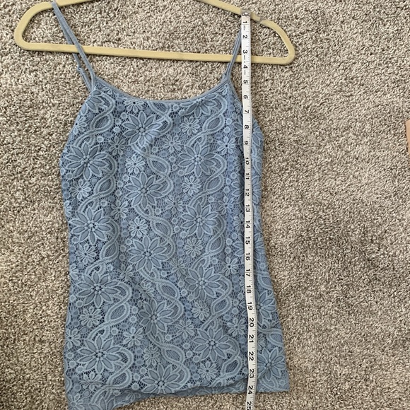 Y2K Style Loft Ann Taylor Blue Floral Lace Tank Top - Picture 7 of 8